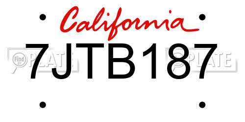 7JTB187 California License Plate