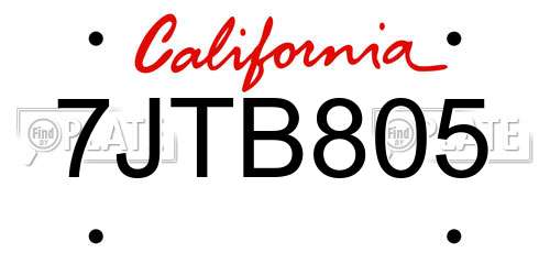 7JTB805 California License Plate