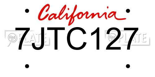 7JTC127 California License Plate