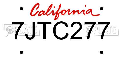 7JTC277 California License Plate