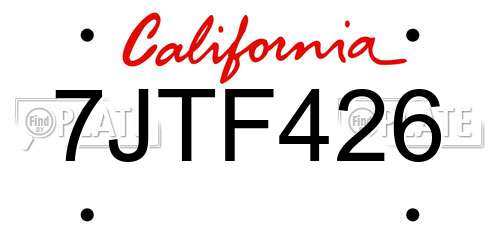 7JTF426 California License Plate