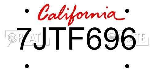 7JTF696 California License Plate