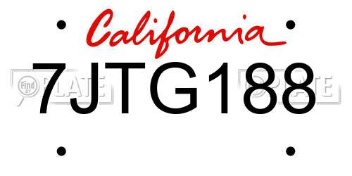7JTG188 California License Plate