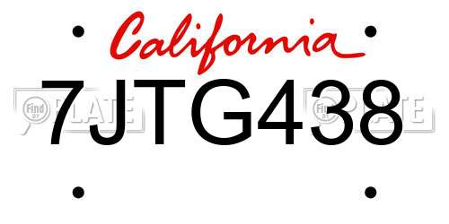 7JTG438 California License Plate