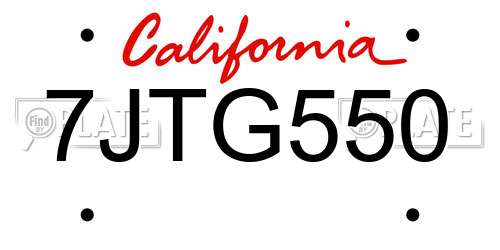 7JTG550 California License Plate