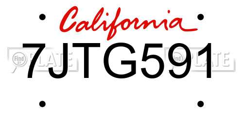 7JTG591 California License Plate