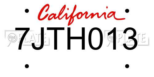 7JTH013 California License Plate