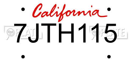 7JTH115 California License Plate