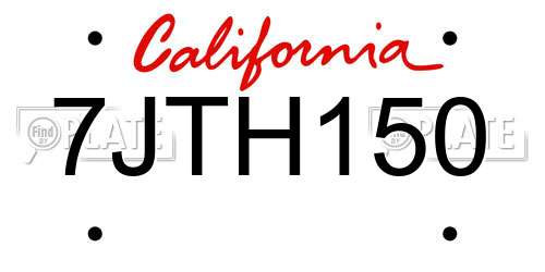 7JTH150 California License Plate