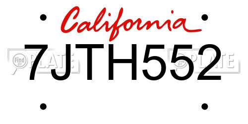 7JTH552 California License Plate