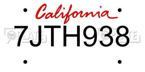 7JTH938 California License Plate