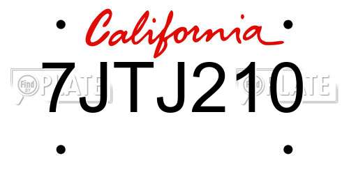 7JTJ210 California License Plate