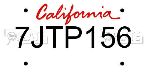 7JTP156 California License Plate