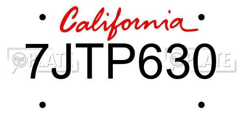 7JTP630 California License Plate