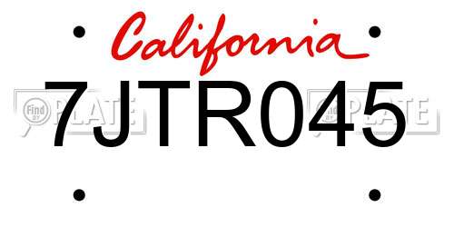7JTR045 California License Plate