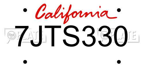 7JTS330 California License Plate
