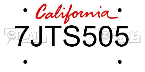 7JTS505 California License Plate