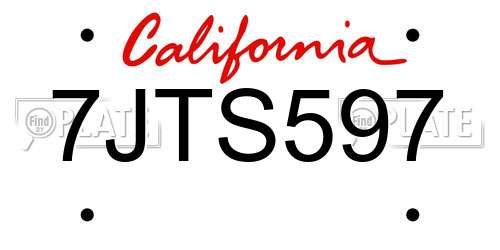7JTS597 California License Plate