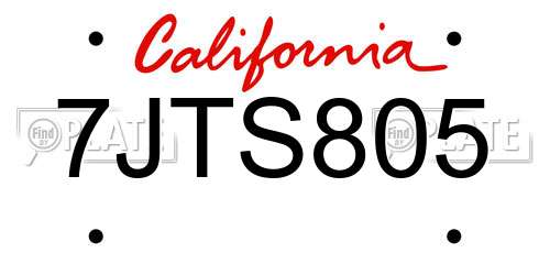 7JTS805 California License Plate