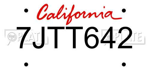 7JTT642 California License Plate