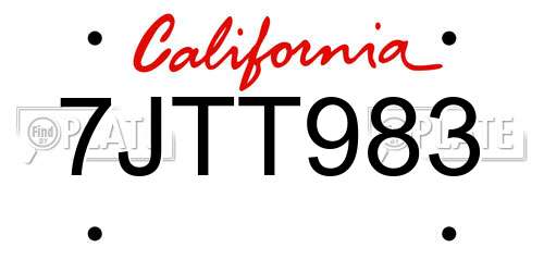 7JTT983 California License Plate