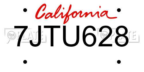 7JTU628 California License Plate