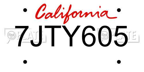 7JTY605 California License Plate