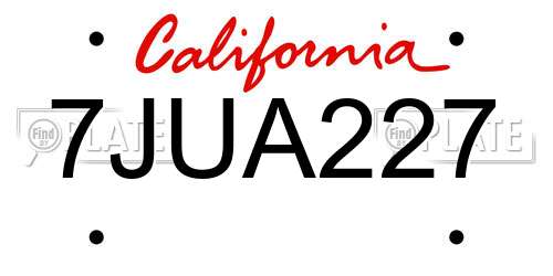 7JUA227 California License Plate