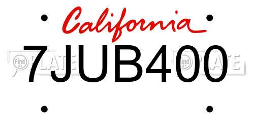 7JUB400 California License Plate