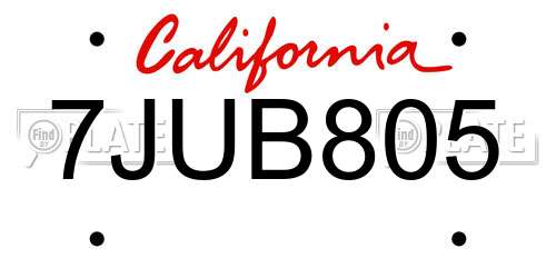 7JUB805 California License Plate
