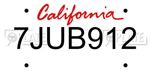 7JUB912 California License Plate