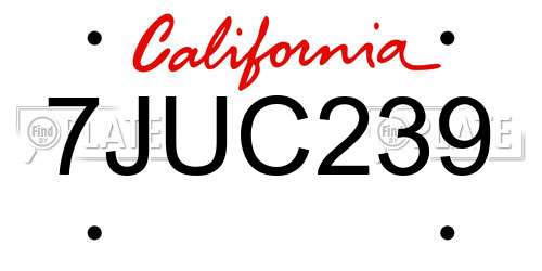 7JUC239 California License Plate