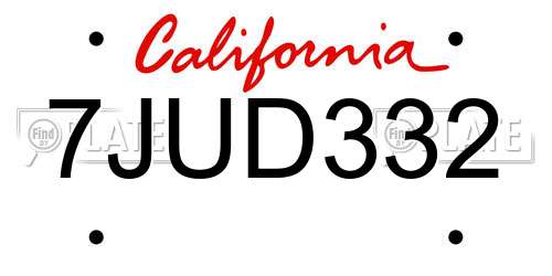 7JUD332 California License Plate