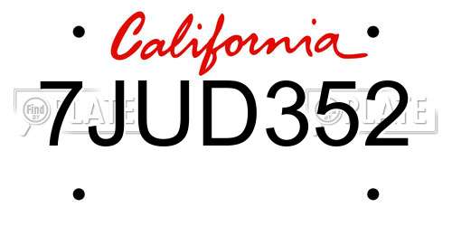 7JUD352 California License Plate