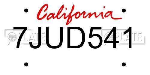 7JUD541 California License Plate