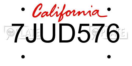 7JUD576 California License Plate