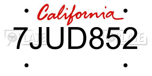 7JUD852 California License Plate