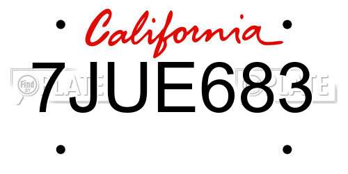 7JUE683 California License Plate