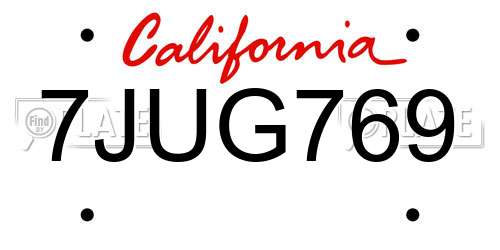 7JUG769 California License Plate