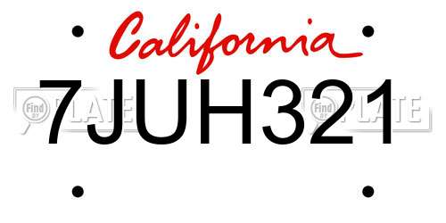 7JUH321 California License Plate