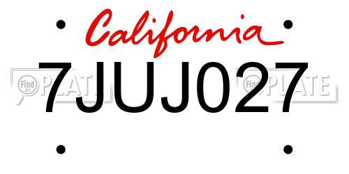 7JUJ027 California License Plate