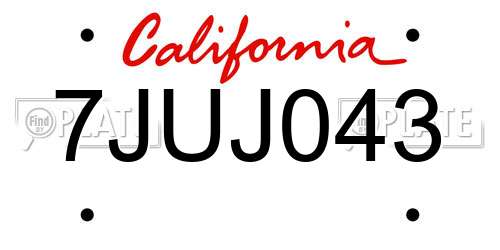 7JUJ043 California License Plate