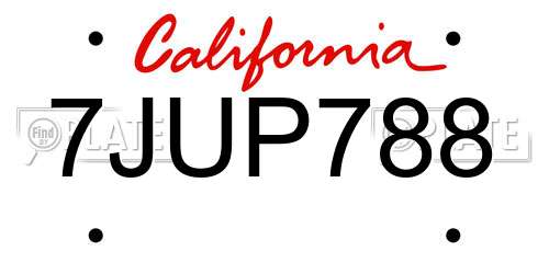 7JUP788 California License Plate