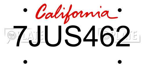7JUS462 California License Plate