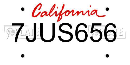 7JUS656 California License Plate