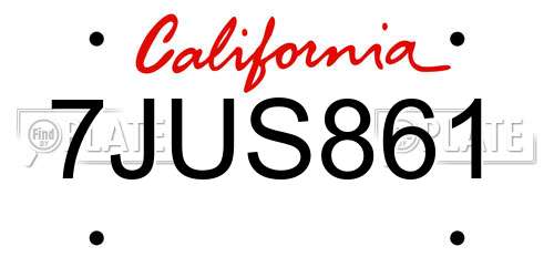 7JUS861 California License Plate