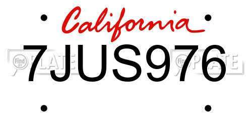7JUS976 California License Plate