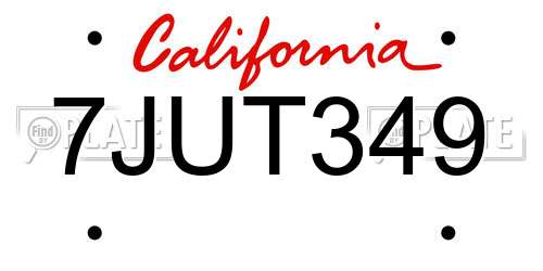 7JUT349 California License Plate