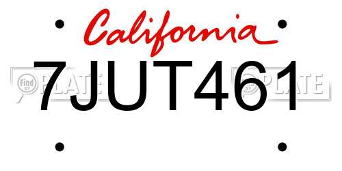 7JUT461 California License Plate