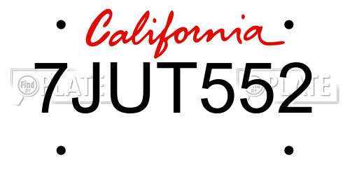 7JUT552 California License Plate